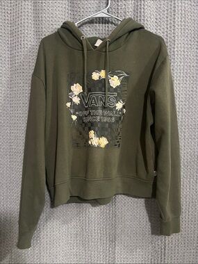 Vans Olive Green Floral Graphic Pullover Hoodie